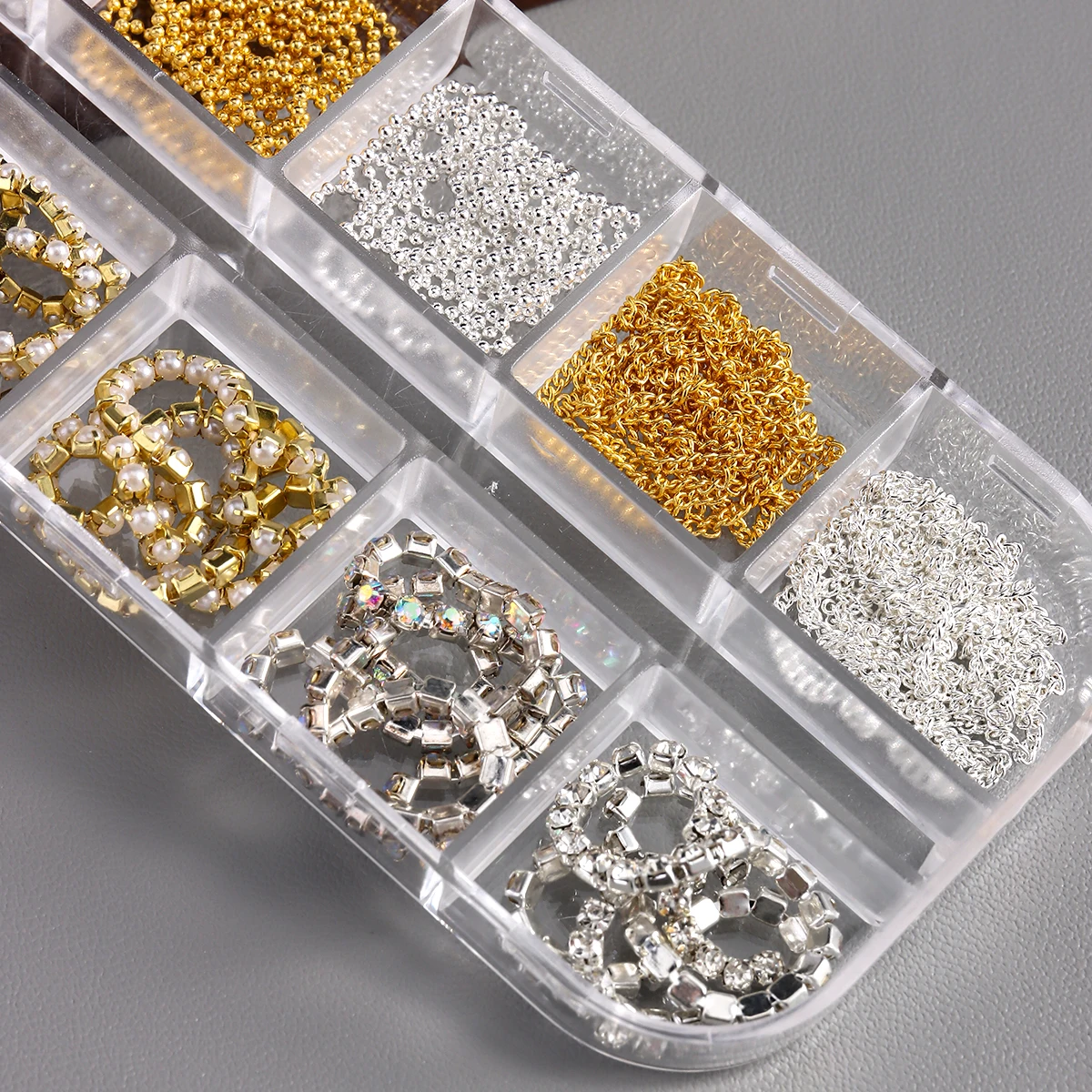 Metall-Nagelkunstketten, Gold-Silber Nagelketten, 3D Nageldekoration, Charmanter Nagelschmuck, Persönlicher Nageldesign-Ornament für Maniküre – Detail 17