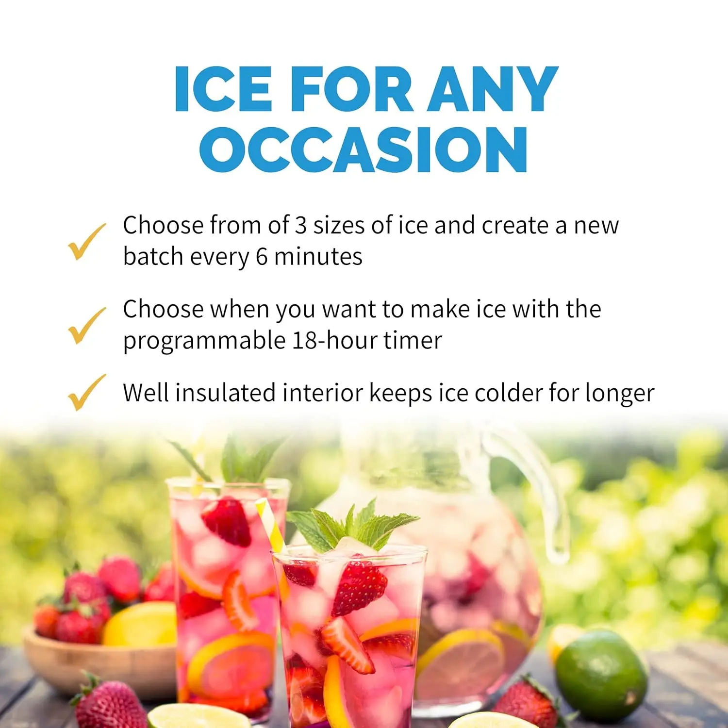 Portable Ice Maker 50 lb. Daily | Red | 3 Size Bullet Shaped Ice | First Batch Under 10 Minutes | Self Cleaning Quiet Operation 2