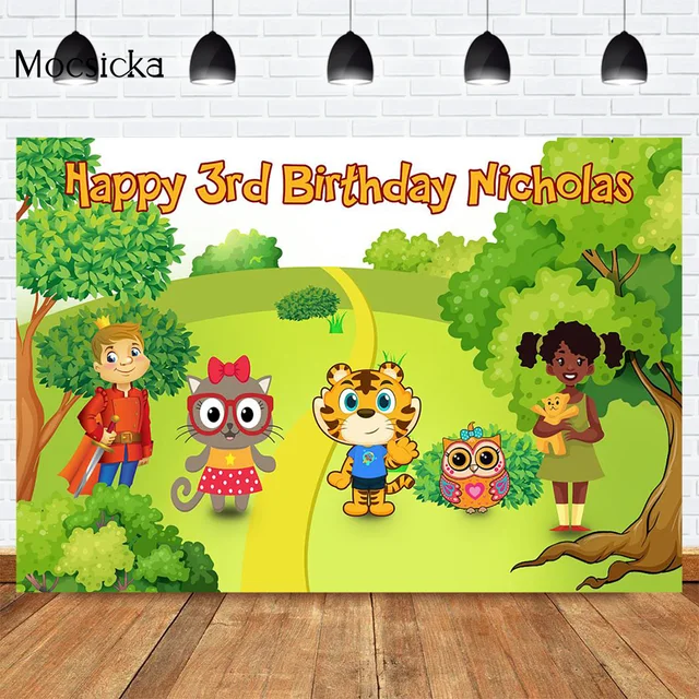 Mocsicka CUSTOM Rainforest Animals Wild One Backdrops Children Happy Birthday Party Photography Background Cake Table Banner 39