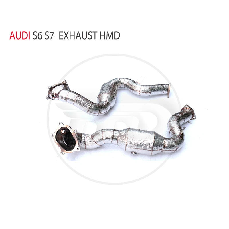 

HMD exhaust manifold downpipe exhaust system Audi S6 S7 Auto parts with catalytic head no catalysis