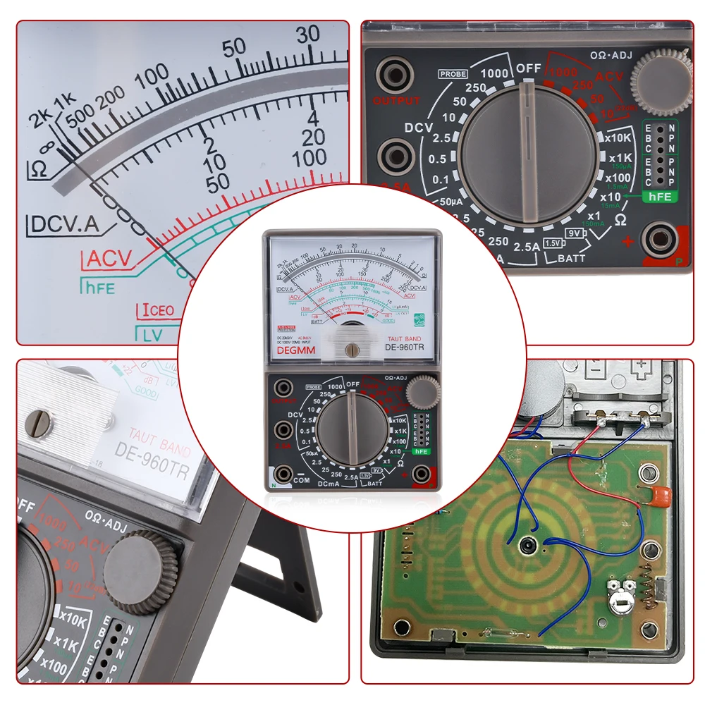 DE-960TR MINI Analog Multimeter AC/DC Voltage Ohm Current Test Electronic  Multimeter Needle Type Universal Meter Pointer Tester