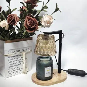 Aromatherapy Candle Warmer Lamp 110V/220V Bedroom Bedside Dimmable Aroma Lamps Glass Crystal Wood Indoor Lighting Lights