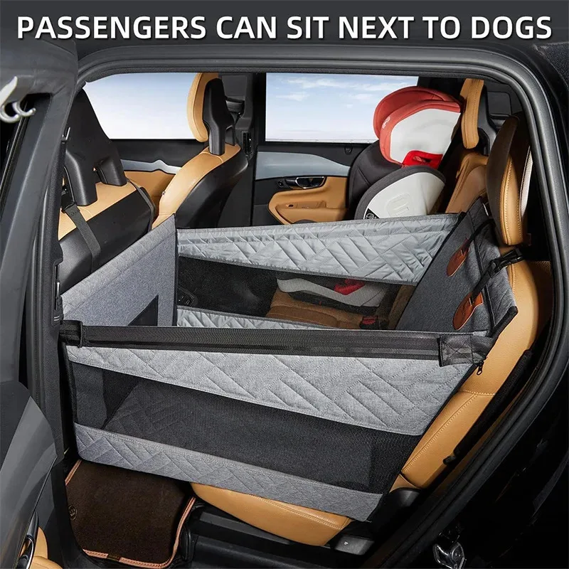 Pet Car Nest Bed Full Coverage Back Seat Hammock Extender for Cars Waterproof Scratchproof with Mesh Pocket for All Size Dogs dog car seat cover