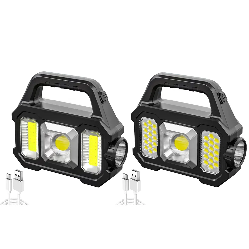 6 Gears Rechargeable Flashlight Waterproof Torch Light Portable Powerful Lantern Solar USB Charging for Outdoor Accessories