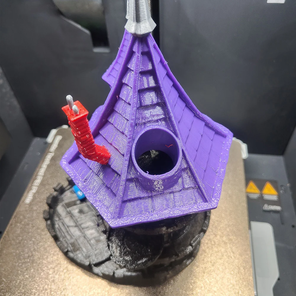 보라색 고스트 다이스 타워 3D 프린팅 공예품, DND 보드 게임, D&D RPG 및 테이블탑 게임용 다이스 롤링 캐슬, 책상 장식