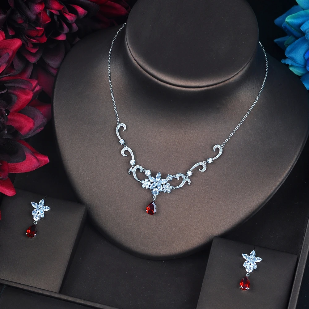 

Fashion Elegant Flower Design Small Jewelry Set For Women Bridal Jewelry European Style Tear Drop pulseira feminina N-661