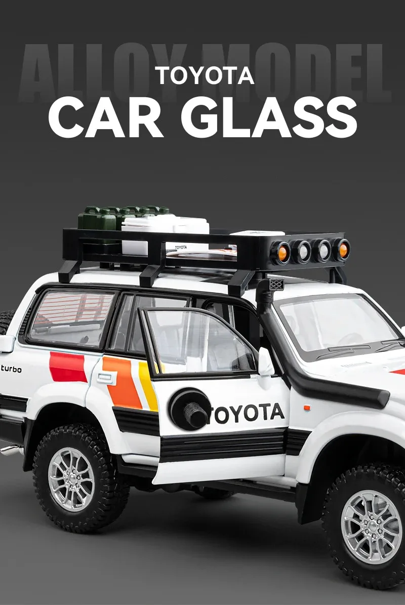 1:24 Toyota Land Cruiser Lc80 Suv Alloy Miniature Car Diecast Metal Scale Car Model Sound＆Light Children Toy Collection Vehicle