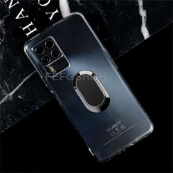 Cubot X50 Back Ring Holder Bracket TPU Soft Silicone Phone Case for Cubot X50 (Clear Tpu A Black)