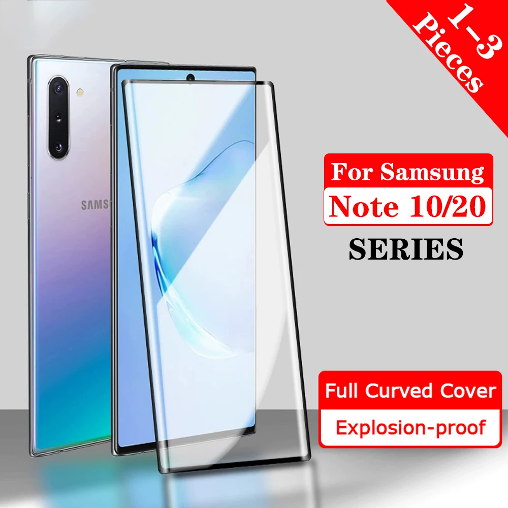 

1/2/3pcs Full Glue Tempered Protective Glass For SamSung 10 10plus 20 Ultra Curved ScreenProtector Galaxya10 Note 20plus