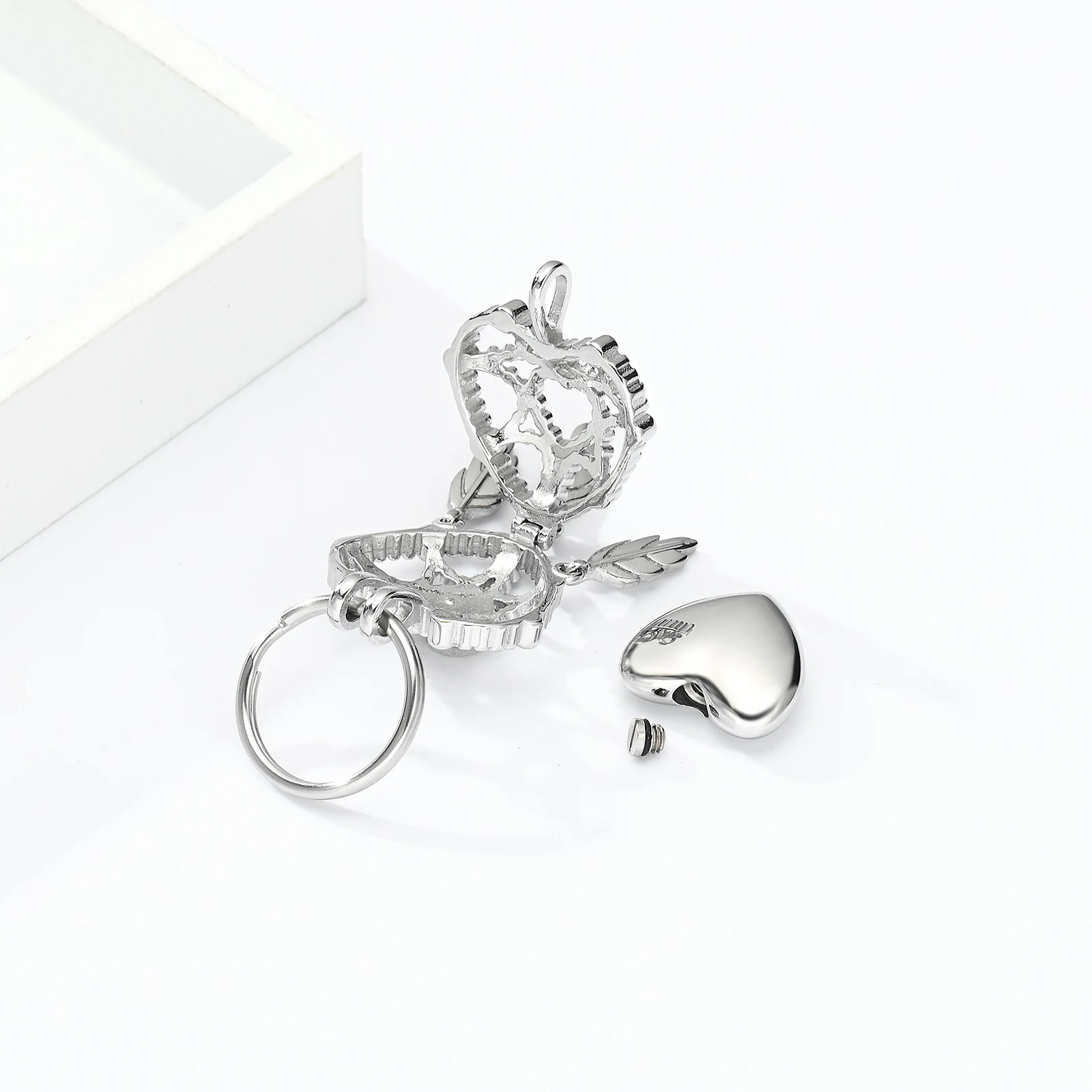 Heart Dream Catacher Key Chain Cremation Jewelry Stainless Steel Urns for Human/Pet Ashes Keepsake Memorial Women Customized