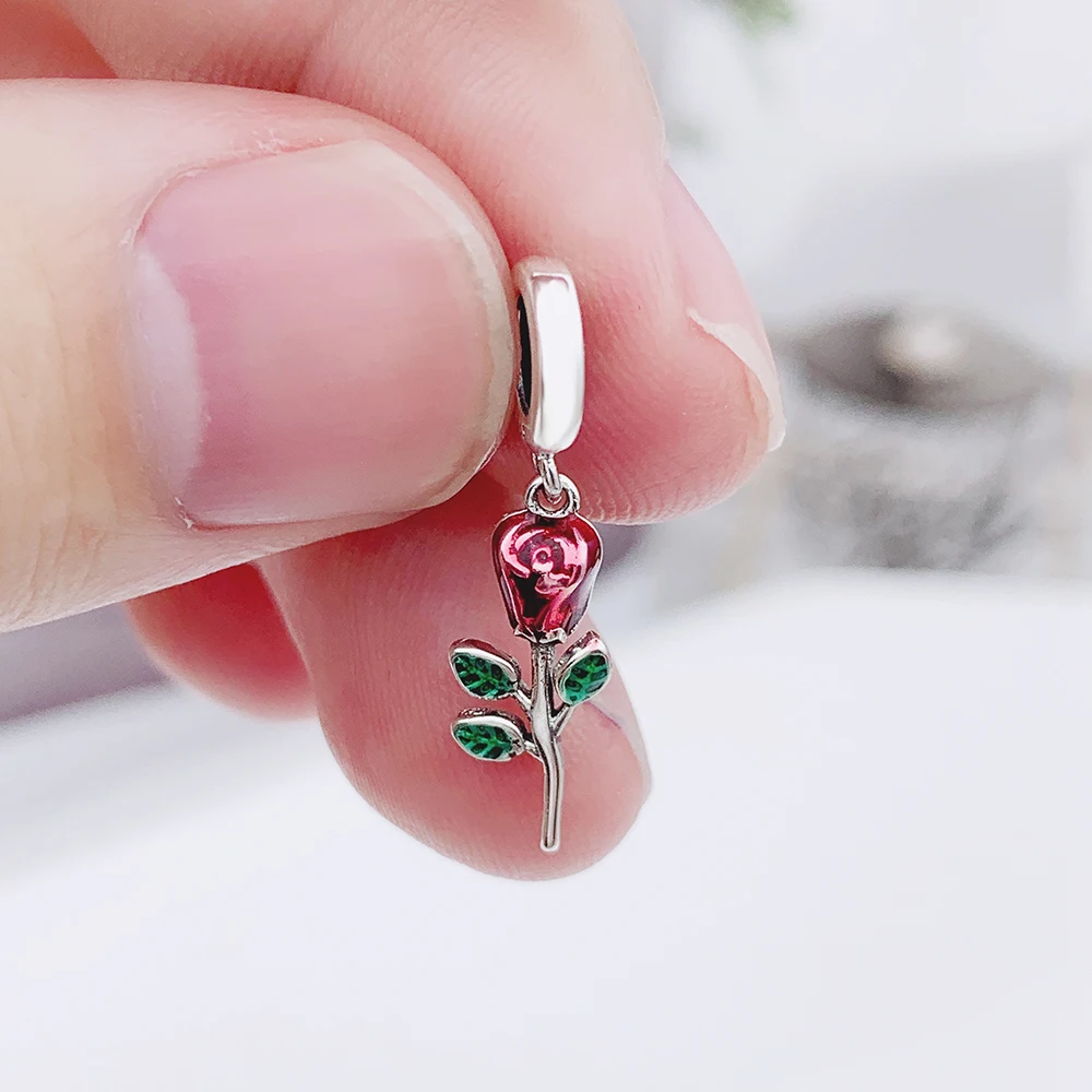 

FC Jewelry Fit Original Pan Charms Bracelet 925 Sterling Silver Rose Flower Bead For Making Women Valentine‘s Day Berloque