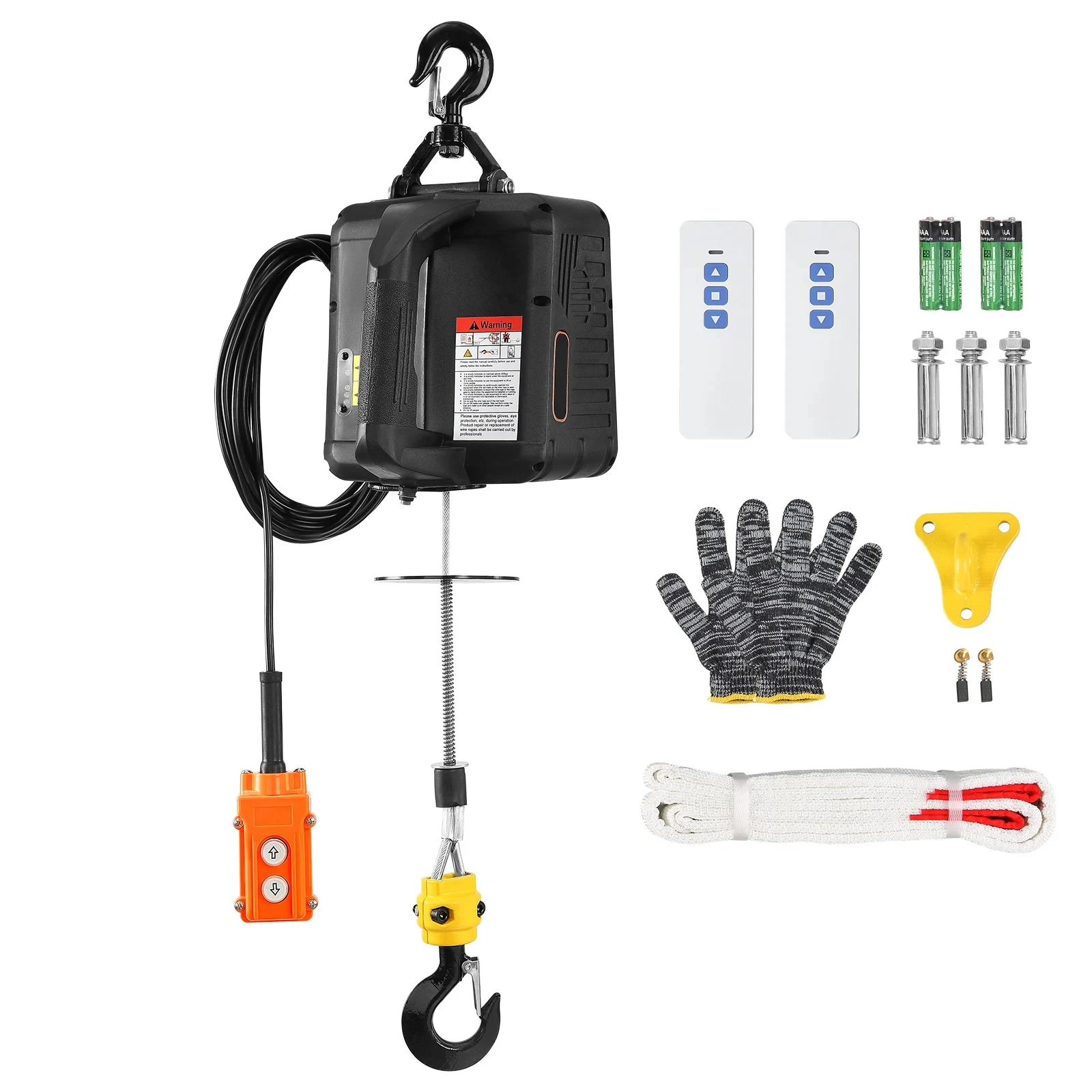 1100lbs 1500W Electric Hoist Winch 3-in-1 Portable Power Winch Crane with Wireless Remote Control for Overload Protection electric hoist