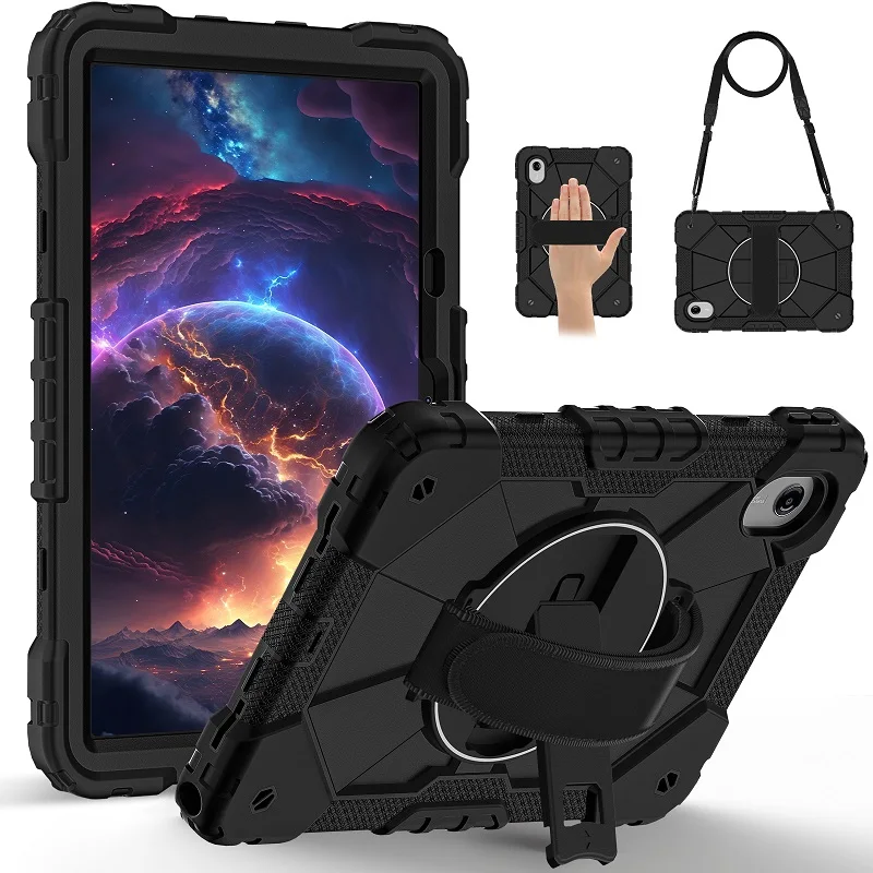 Enhanced Tablet Case with Anti-Lost Wristband and 360° Rotating Rugged Cover