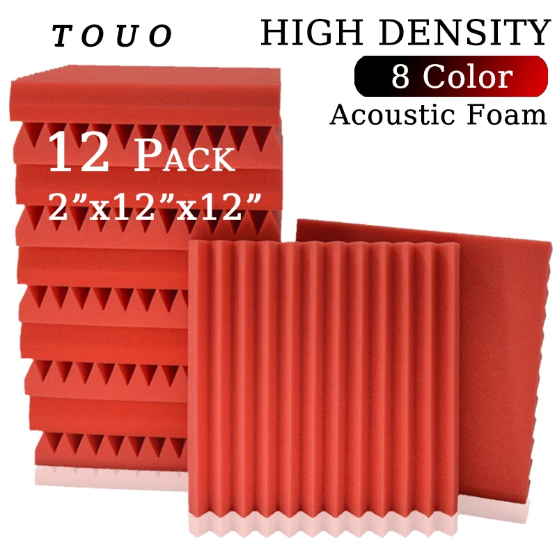 

TOUO 12 Pcs Acoustic Foam Panels High Density Sound Absorbing Sponge House Isolation Wall Soundproof Noise Insulation Foams