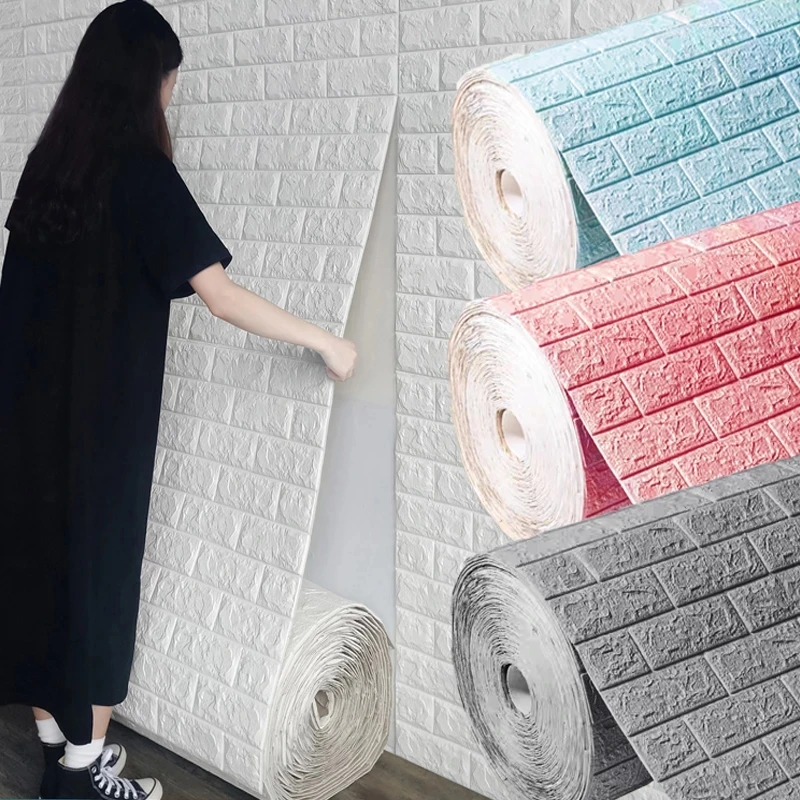 

10M 3D Continuous Brick Wall Stickers Self-adhesive Wallpaper Waterproof Sticker DIY Home Decor Sticker Foam Wall Decals