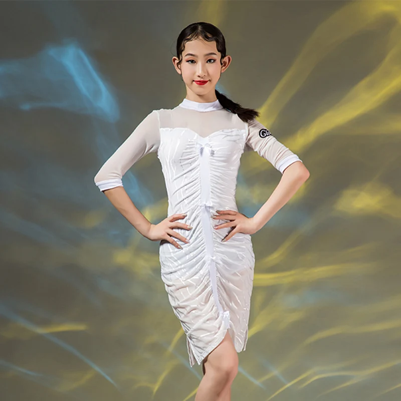 

Kids Latin Dance Dress 2 Colors Tango Dancing Practice Wear Girls Salsa ChaCha Competition Costume Rumba Samba Dancewear DL9935