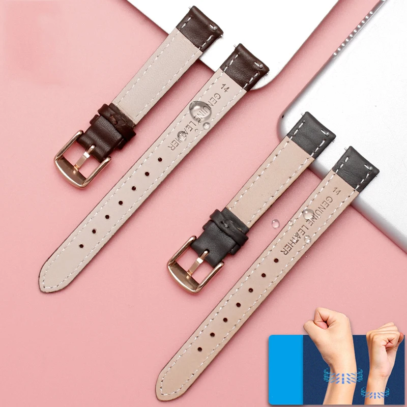 12mm 14mm 16mm 18mm 20mm Women Genuine Leather Watch Band For Casio Fossil Fury Watch Strap