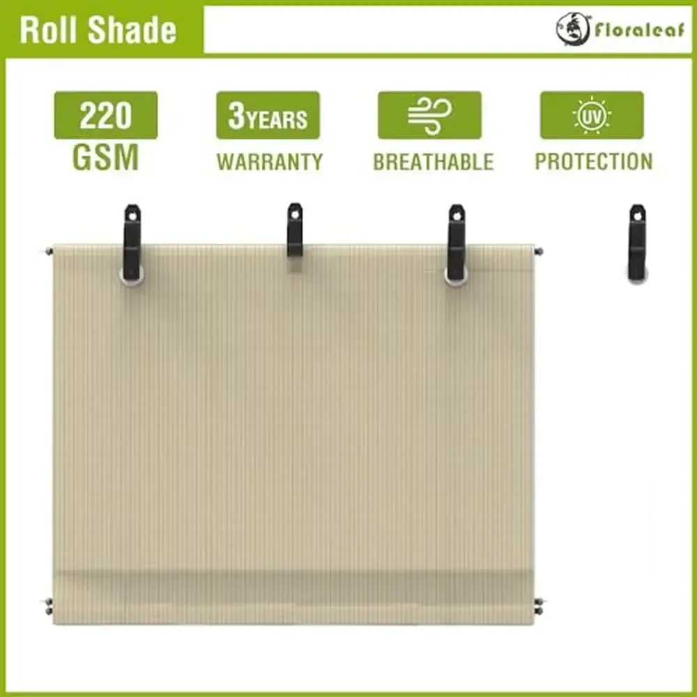 Roller Shades Window Blinds Porch Balcony Sunshade Privacy 4'W x 6'H Outdoor Patio Deck Pergola Gazebo Shade Screen UV Blocking