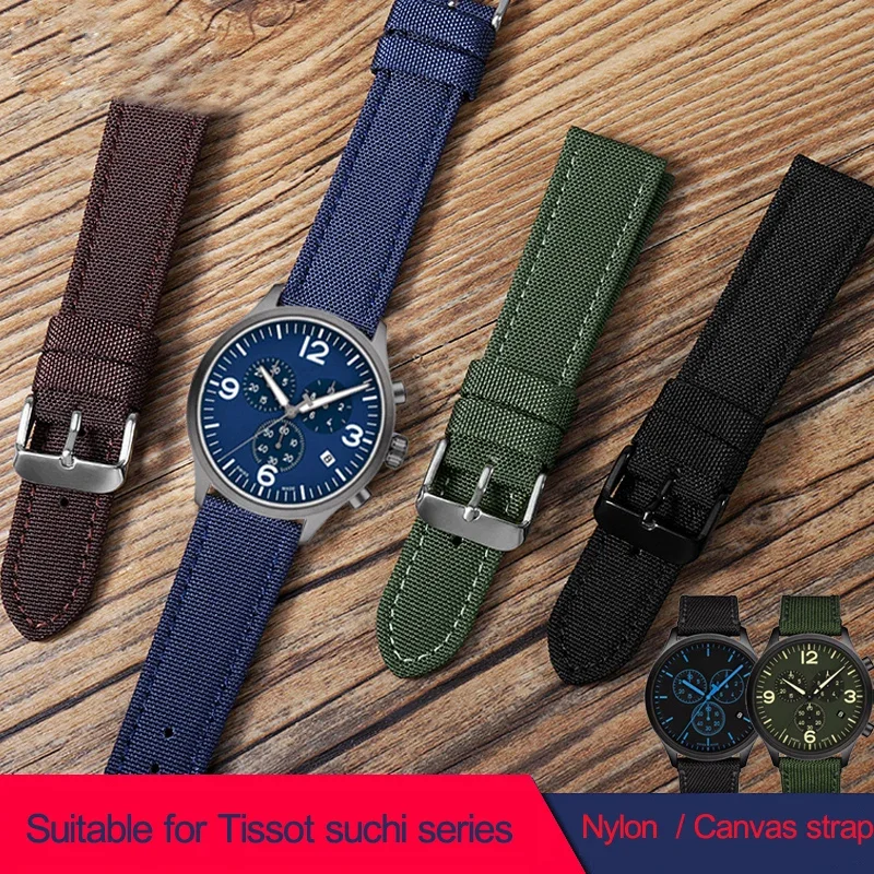 Фото Ремешок нейлоновый для часов Tissot t116, спортивный брезентовый мужской браслет для часов suchi t116, 18/19/20/21/22/23/24 мм, 1853 №1