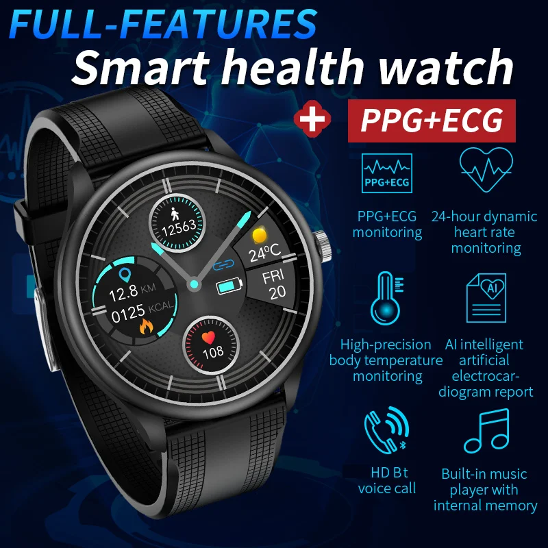 Monitor de Temperatura do Corpo Veres para Homens Xiaomi Bluetooth Chamada Resposta Relógio Inteligente Ecgppg Spo2 Mulher Pressão Arterial Fitness - Image 2