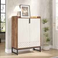 Modern Shoe Cabinet for Entryway, 25 Pairs Shoe Cabinet with Doors, Wood 5-Tier Shoe Organizer, Freestanding Brown 1