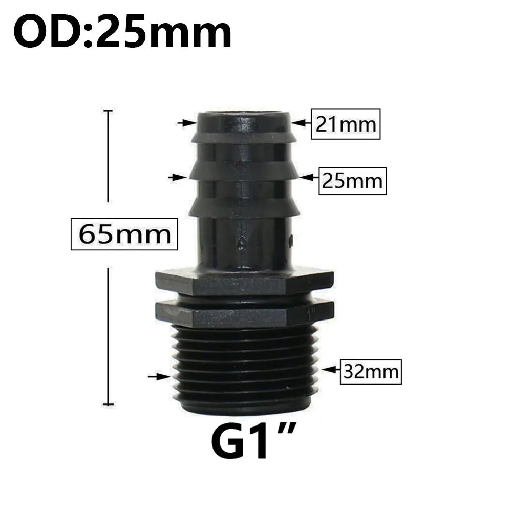 8/16/20/25/32mm Garden PE Tube Connector 1/2 3/4 1" Thread Hose Elbow Barb Coupler Fitting Farm Irrigation PE Pipe Joint 4