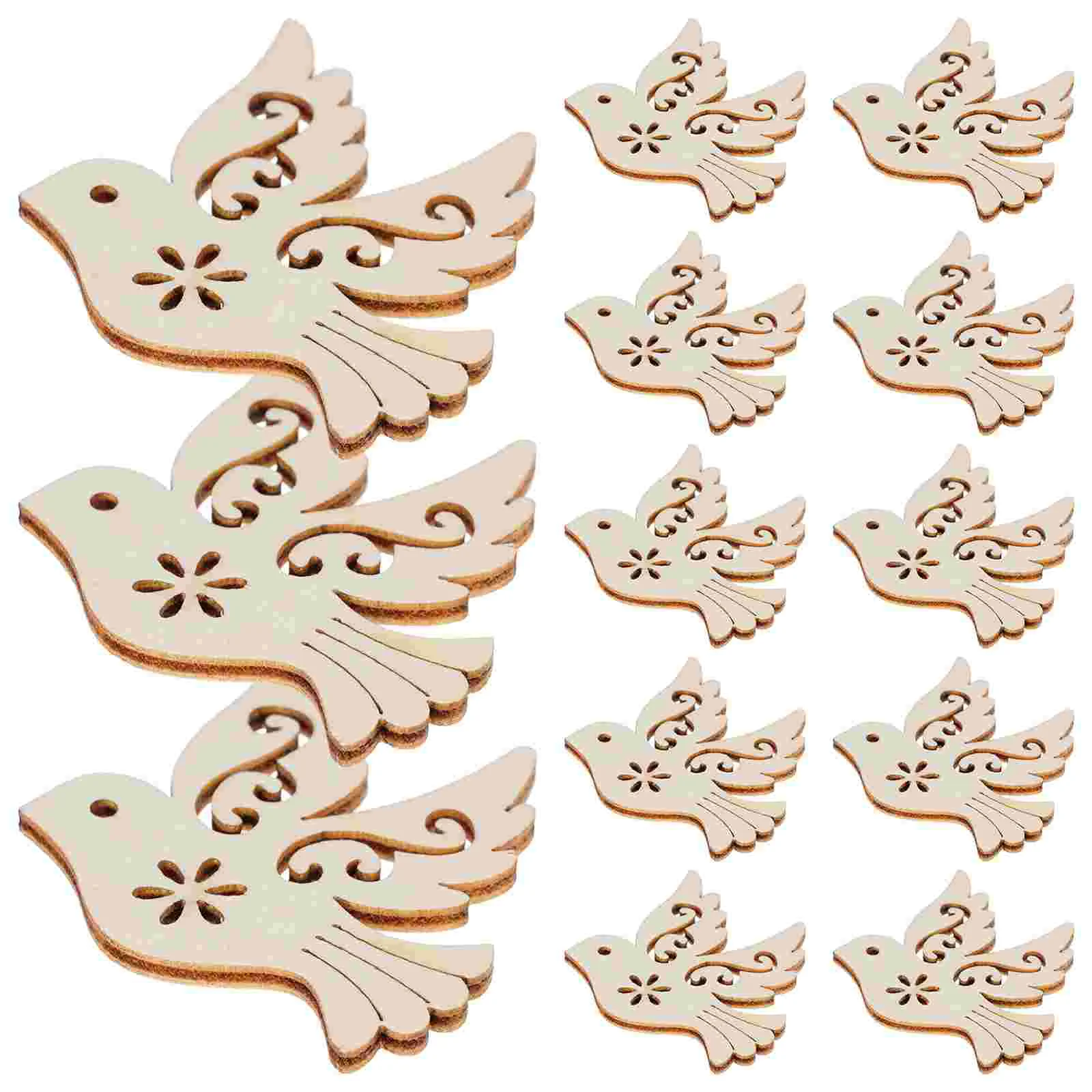 

50 Pcs Peace Dove Accessories Christmass Tree Ornaments Wooden Slices Unfinished Blank Tags Chips Office for Trees