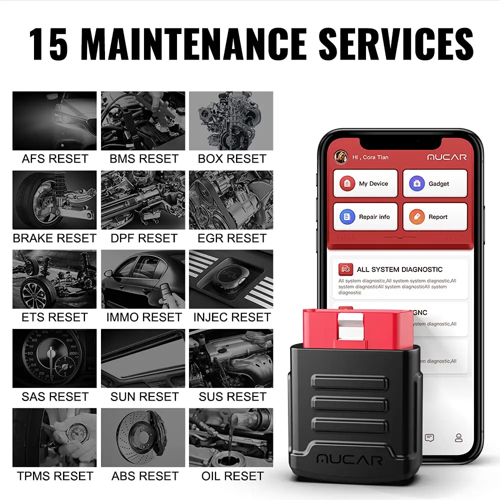 MUCAR BT200/BT200 PRO OBD2 Auto scanner tool car full system diagnostic tool OIL SAS ABS 15 reset function code reader Live data