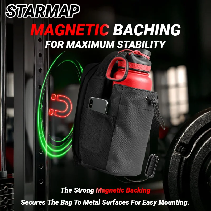 휴대폰 물병을 위한 초강력 자기 체육관 가방 휴대용 피트니스 보관 스포츠 액세서리 대용량 캐리어