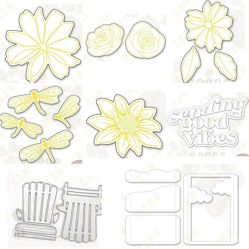 

Butterfly Stool Flower Tags New Metal Cutting Dies Hot Foil Scrapbook Diary Decoration Embossing Template Greeting Card Handmade