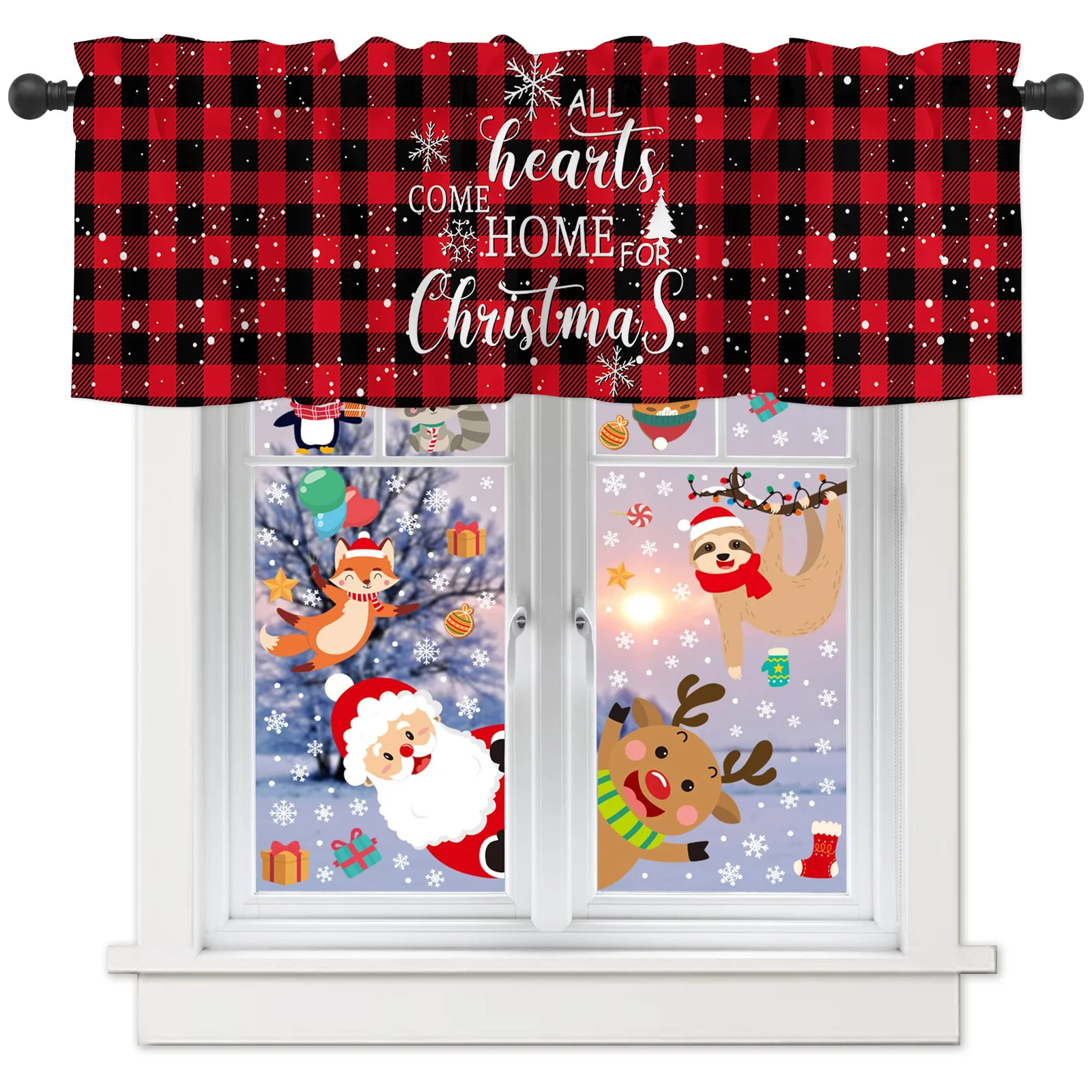 Valances for Windows Kitchen Living Room Small Window Valance Christmas Snowflakes All Hearts Come Home For  Christmas 1 Panel 2