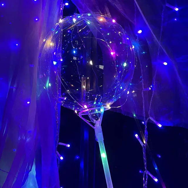 Big Light up Bobo LED Balloons with Stick Flashing Handle Glow