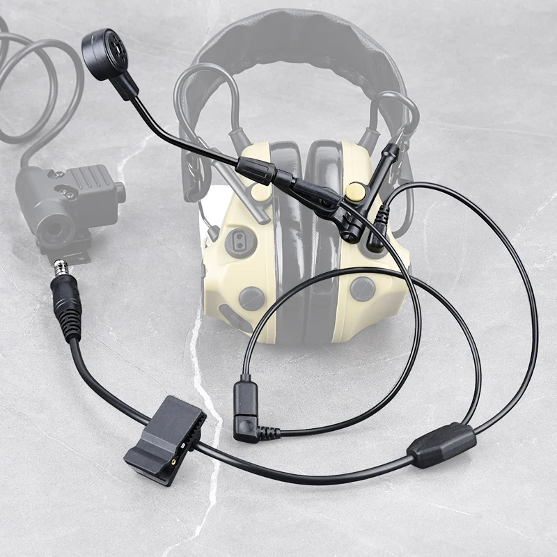 WADSN Wiress Version Comt Headset C3 Headphood Microphone PTT Cable Nylon Version Hunting Shotting Earphone Adapter 7.0 Plug New 6