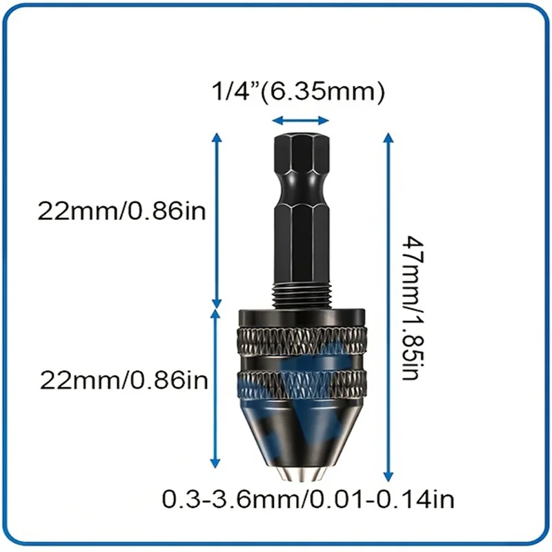 4-Piece Keyless Drill Chuck Set – 1/4, 1/8, 1/16 Inch Hex & Round Shank Adapters For Cordless Screwdrivers