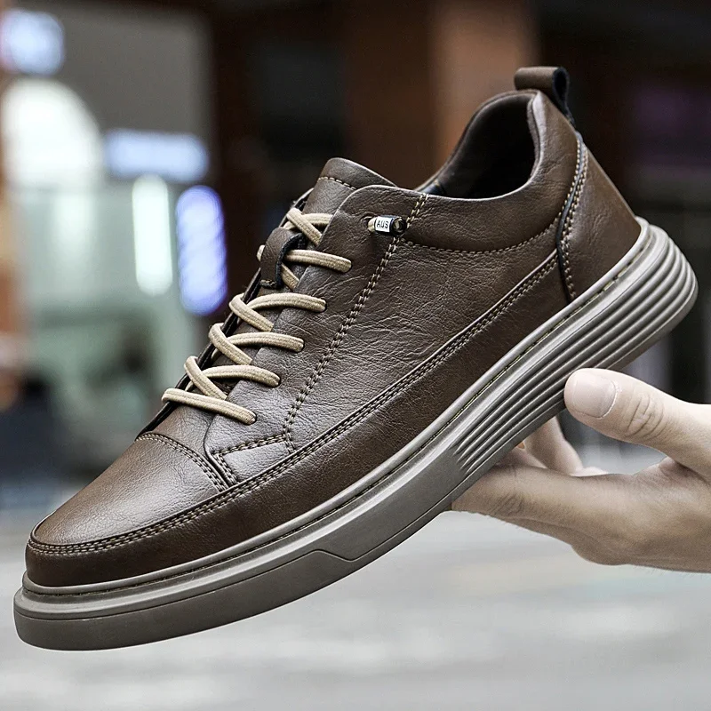 

2022 Men's Leather Shoes Thick Sole Soft Surface Outdoor Sneakers Fashion Leather Casual Shoes Comfortable Fashion Oxford Shoes