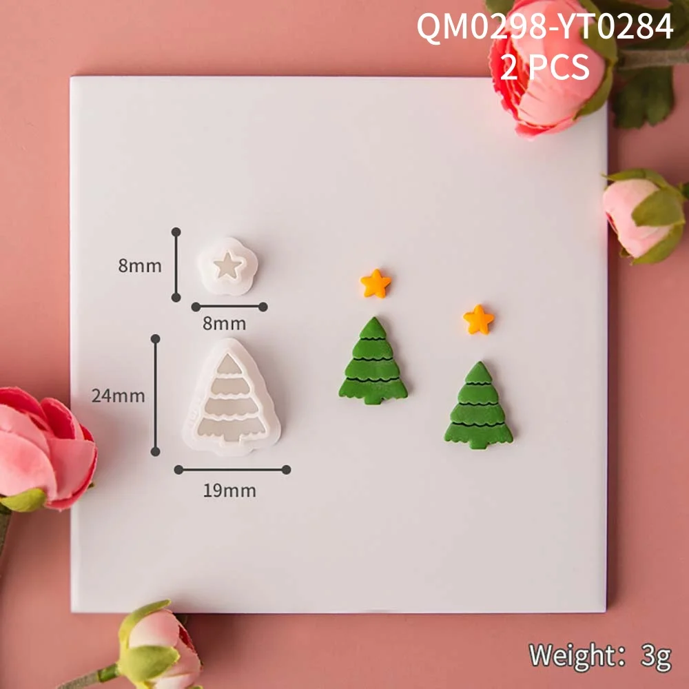 2PCS Weihnachten Serie Weihnachten Baum Geformt Polymer Clay Cutter Formen für Die Herstellung Von Ohrringen Anhänger DIY Keramik Werkzeuge – Detail 3