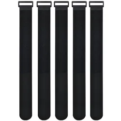 Reusable Nylon Hook & Loop Wheel and Cable Straps - 5 Pack (Black)