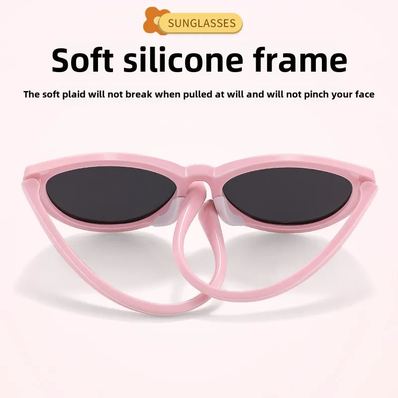 Cute and stylish children's cat eye sunglasses, UV resistant, durable, and cool sunglasses, suitable for children aged 2-13