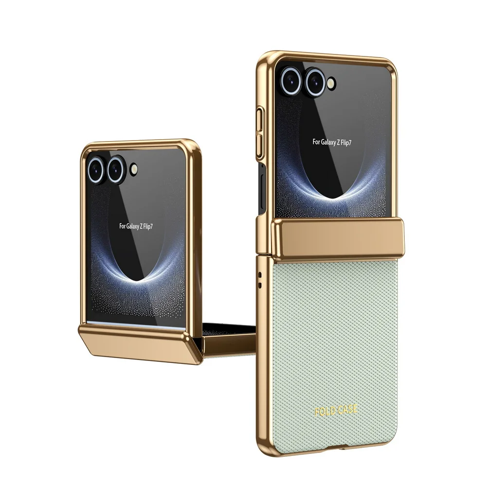 Diamond-Patterned Leather Plated Full-Cover Hinge Case with Glass Protection