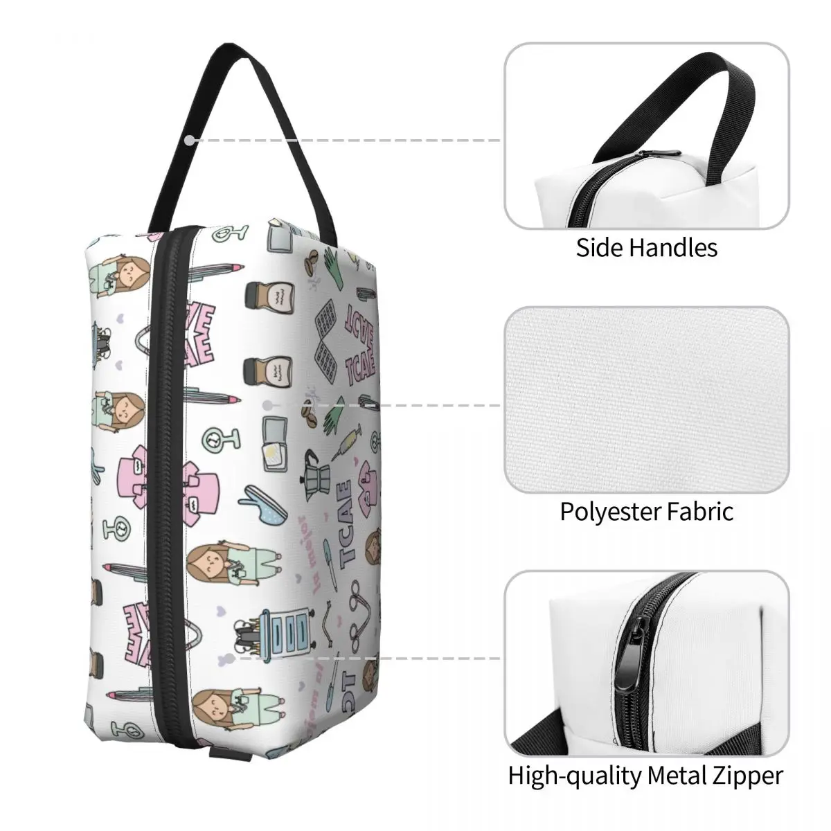 Doctor Nurse Large Cosmetic Bags Enfermera En Apuros Makeup Bag Accessories for Woman Makeup Pouch for Purse Water Resistant 3