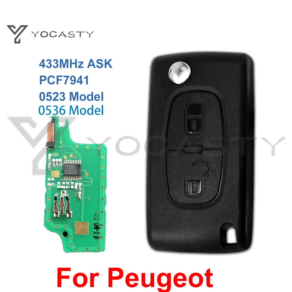 Yocasty 2 Pulsanti Remote Flip Car Key Per Peugeot 207 307 308 407 2001 2002 2003 2004 2005 Pcf7941 Ce0536 Ce0523 433Mhz Ask