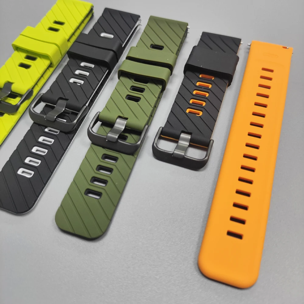 Breathable Sports Silicone Watch Strap – Soft 22mm Bracelet Replacement