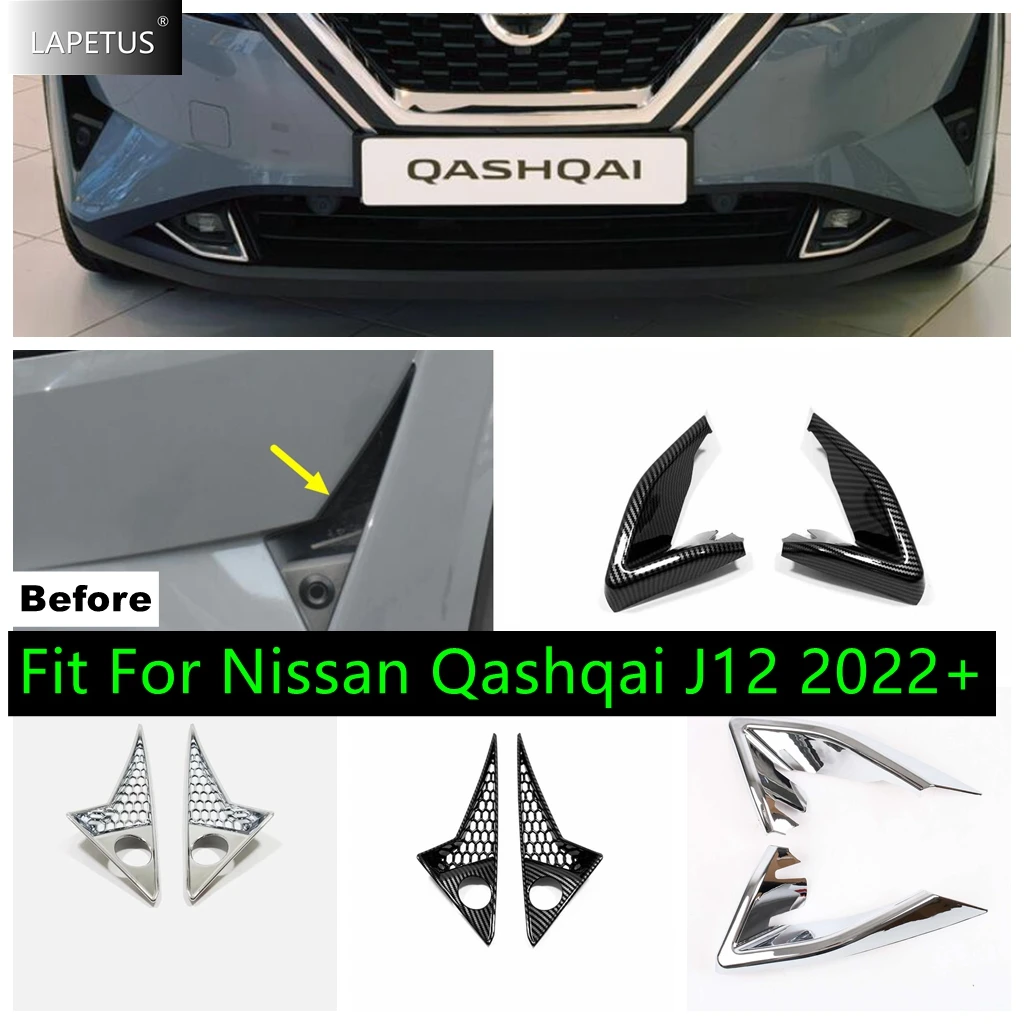 

Car Accessories Front Fog Lamp Eyebrow / Below Grille Strip Cover Trim Fit For Nissan Qashqai J12 2022 2023 Shiny / Carbon Fiber