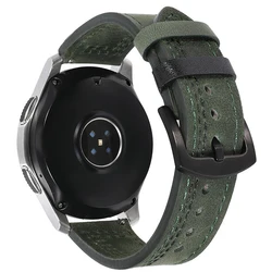 Premium Crazy Horse Leather Universal Watch Strap, 20mm - 22mm Adjustable Band - 22mm watch band (Green 11)