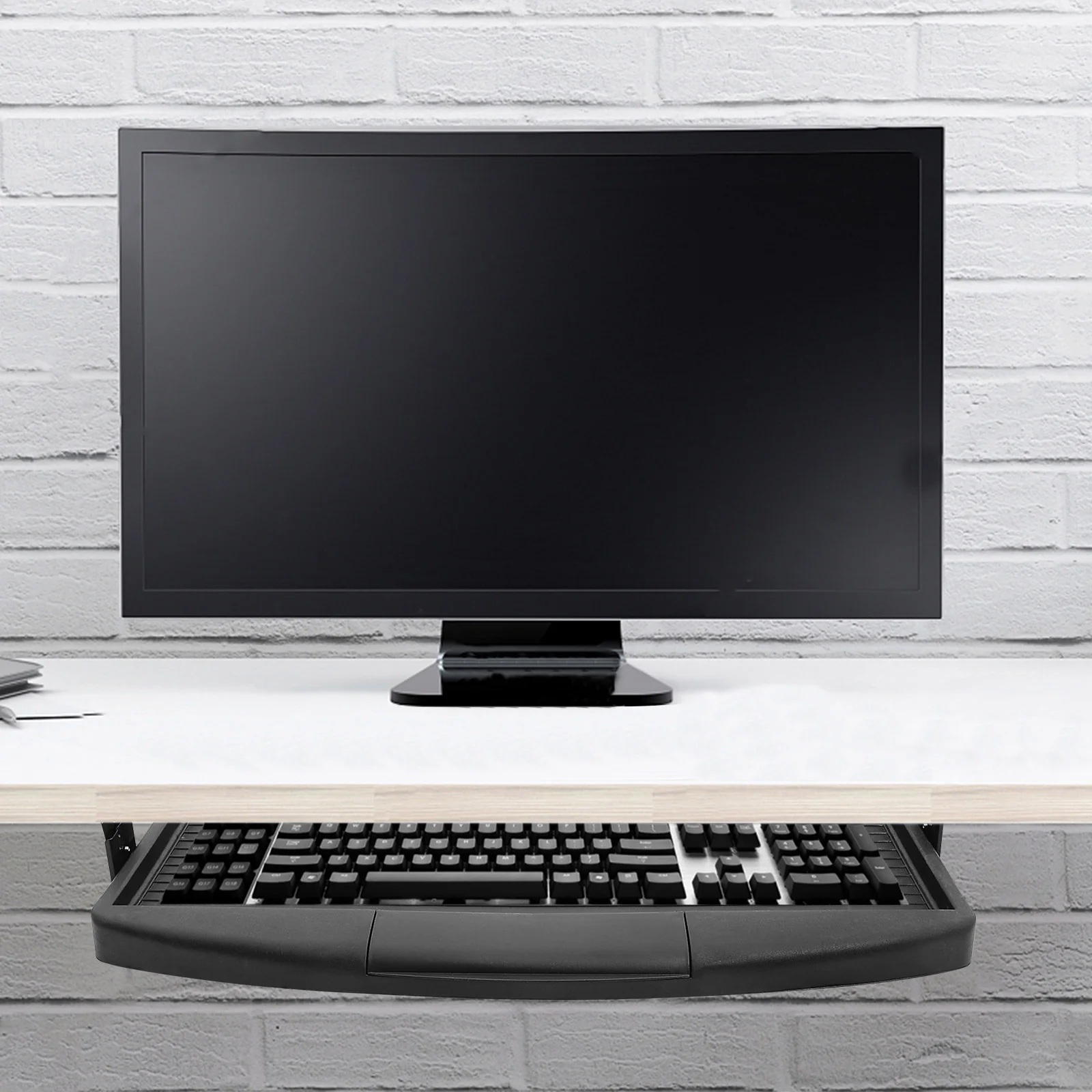 Keyboard Tray With Slide Track Computer Keyboard Holder Desk Organizer Under Desk Storage Tray Multi Purpose Storage Plate