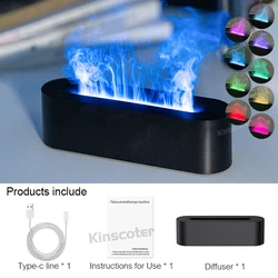 KINSCOTER Aromatherapy Flame Diffuser with Ultrasonic Cool Mist and RGB Firelight Night Display (STYLE A Black)