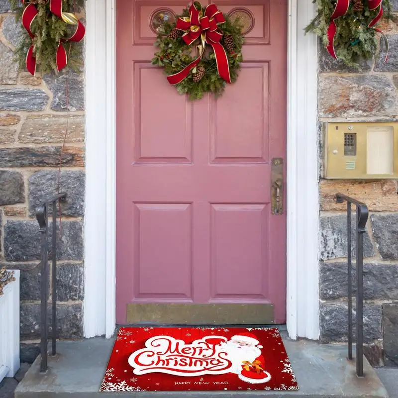 

Entryway Floor Rug Washable Christmas Doormat Decorative Holiday Non-Slip Rugs Xmas Gnome Mini Carpet Home Party Decor Accessory