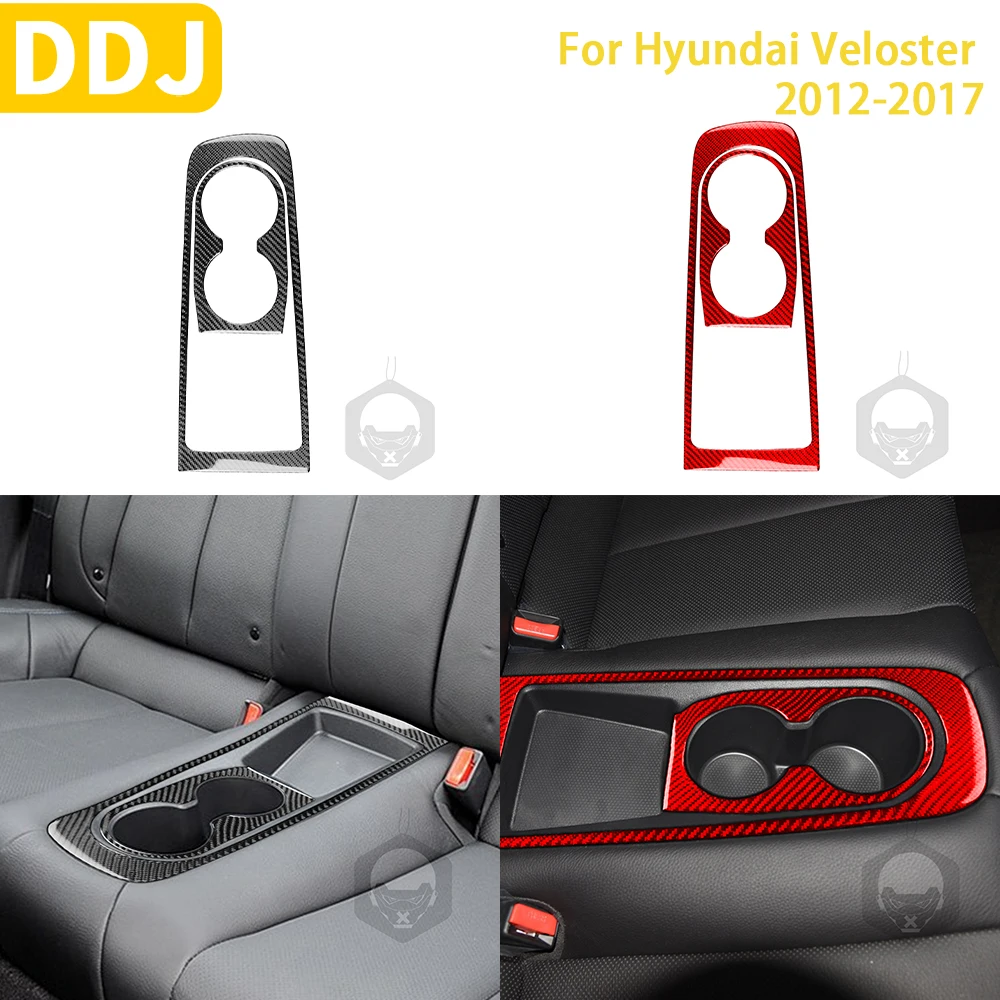 

For Hyundai Veloster 2012 2013 2014 2015 2016 2017 Accessories Carbon Fiber Car Interior Rear Cup Holder Panel Trim Sticker