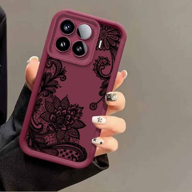 Flexible Silicone Shockproof Case with Lace Cat Print Pattern – Protective Cover