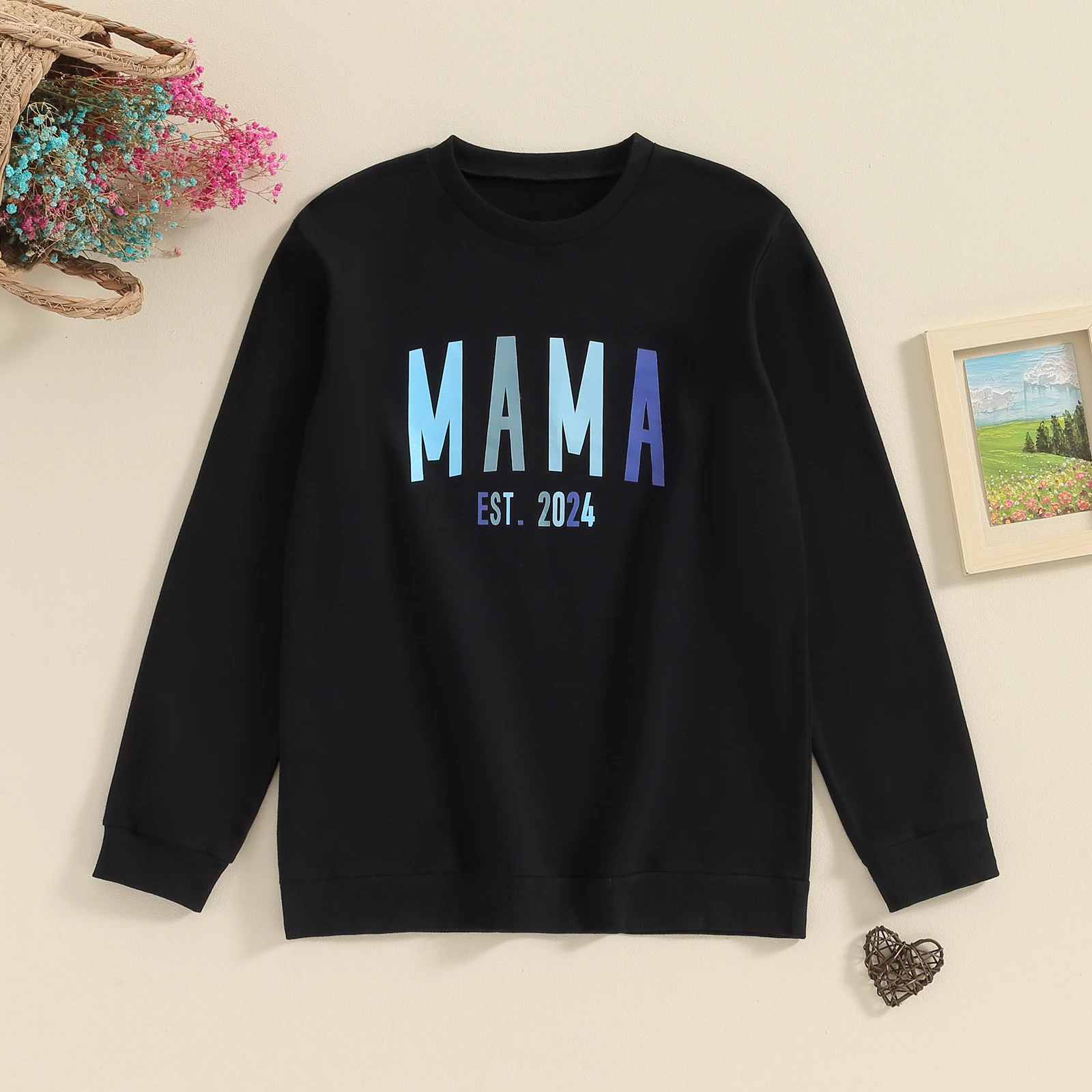 FOCUSNORM 2 Colors Family Matching Sweatshirt Outfits Letters Print Long Sleeve Spring Fall Pullover Baby Girls Boys Romper 6